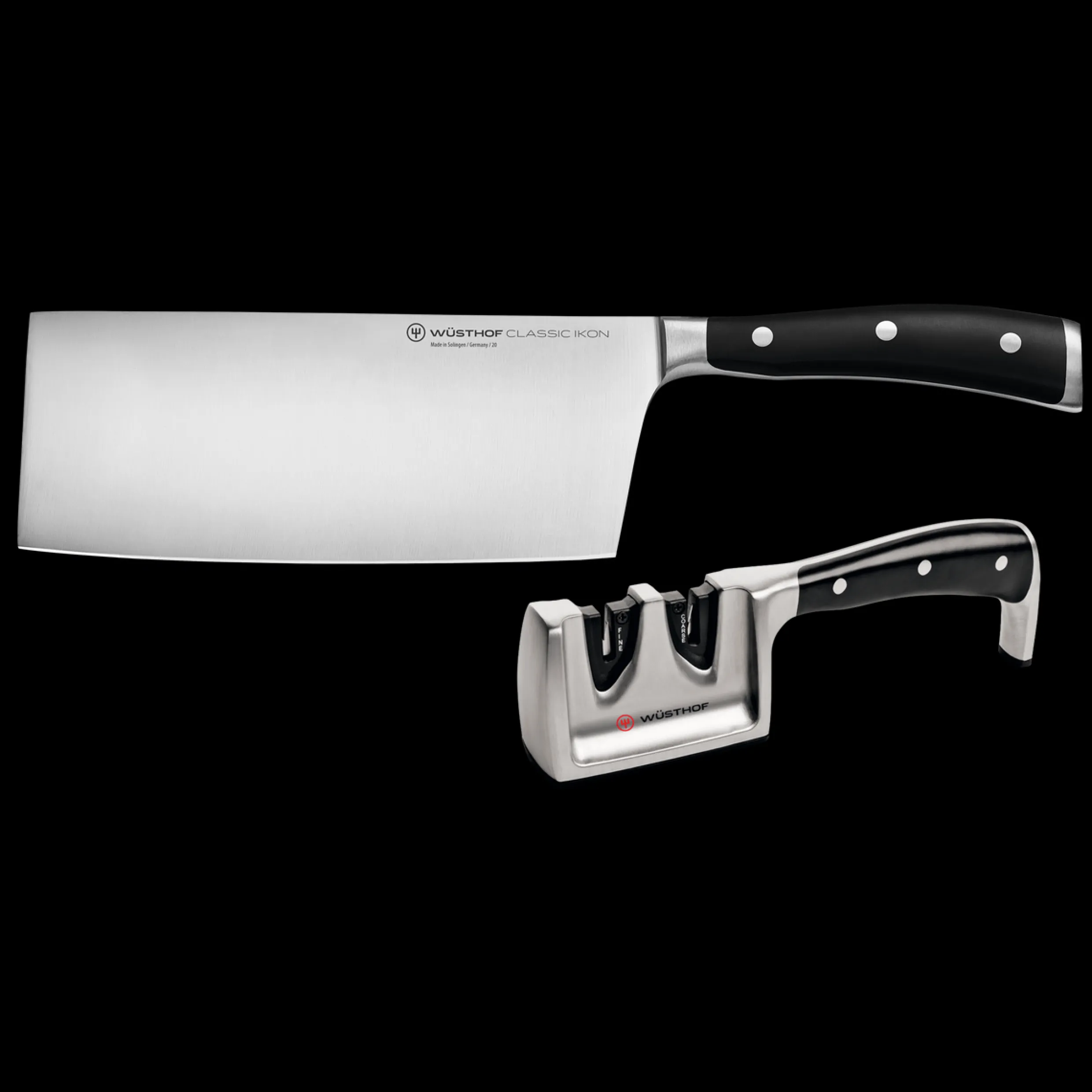 Classic Ikon 2-Piece Chinese Chef's Knife and Sharpener Set